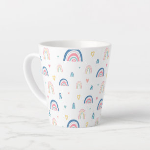 Caneca De Café Latte Padrões de Arcos-Chuvoso e Corações Bonitos