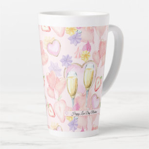 Caneca De Café Latte Padrões de Coração de Água e Doce para o Dia d