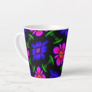 Caneca De Café Latte Padrões de flores rosa adoráveis