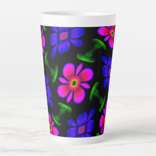Caneca De Café Latte Padrões de flores rosa adoráveis