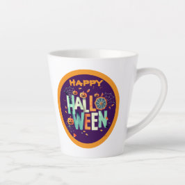 Caneca De Café Latte Padrões de Halloween Bonitos e Assustadores