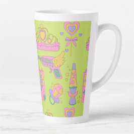 Caneca De Café Latte padrões de ícones dos anos 90