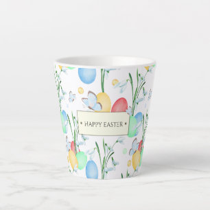 Caneca De Café Latte Padrões de Páscoa de água lindos e elegantes