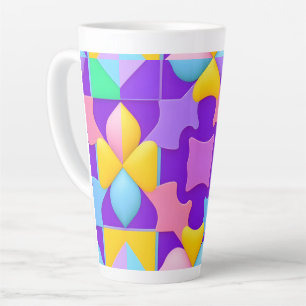Caneca De Café Latte Padrões Geométricos Abstratos Coloridos