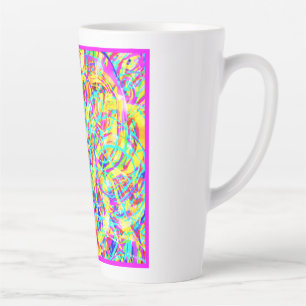 Caneca De Café Latte Padrões Neon brilhante