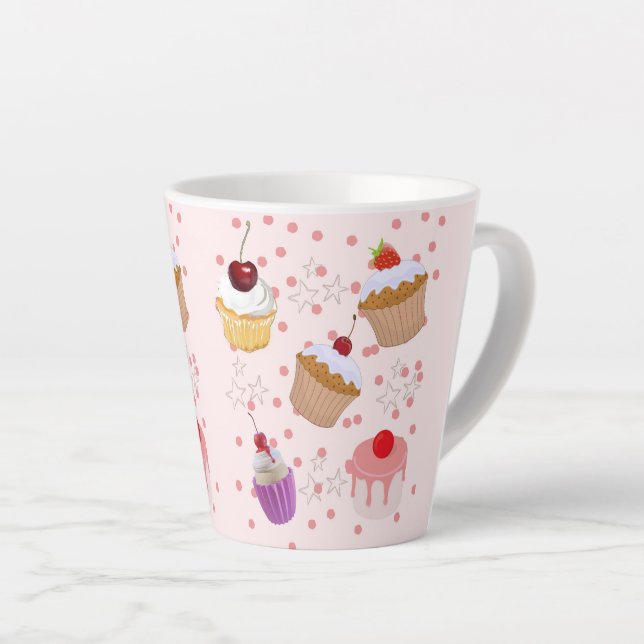 Caneca De Café Latte padrões pastelitos (Ângulo direito)