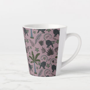Caneca De Café Latte Padrões sem costura Macacos tropicais saltando