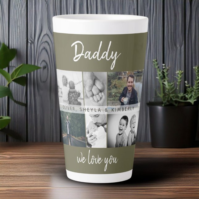 Caneca De Café Latte Pai com Crianças e Colagem de Fotos de Pai Familia (Criador carregado)
