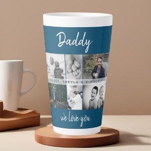 Caneca De Café Latte Pai com Crianças e Família Papai Foto Colagem