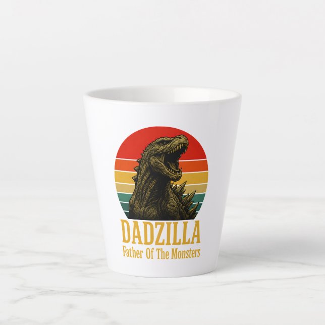 Caneca De Café Latte Pai Dadzilla Do Dia de os pais Dos Monstros (Frente)