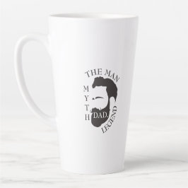 Caneca De Café Latte Pai o homem, o mito, o texto da lenda preto