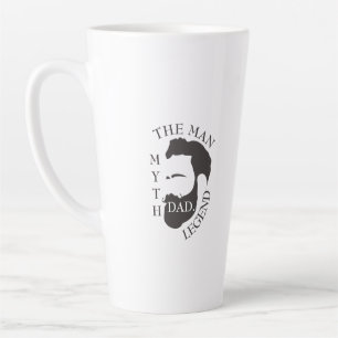 Caneca De Café Latte Pai o homem, o mito, o texto da lenda preto