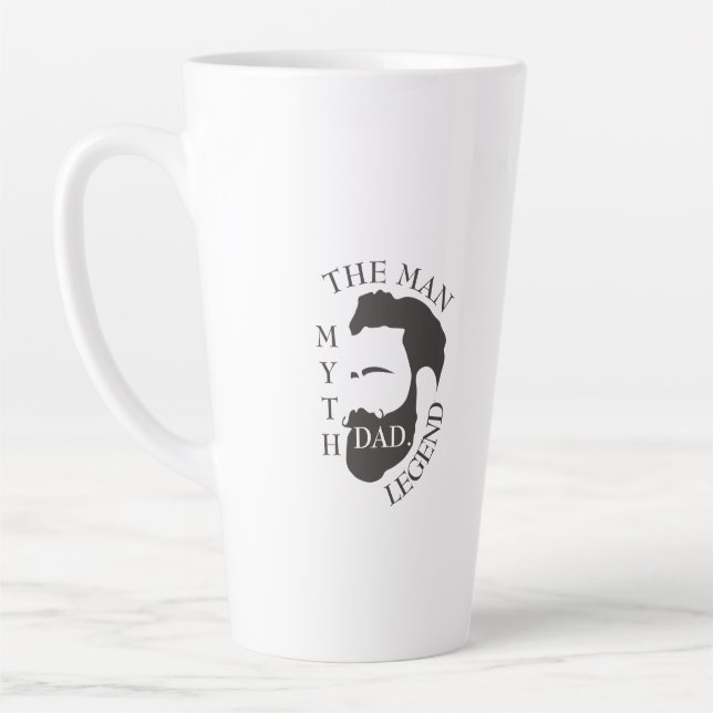 Caneca De Café Latte Pai o homem, o mito, o texto da lenda preto (Esquerda)