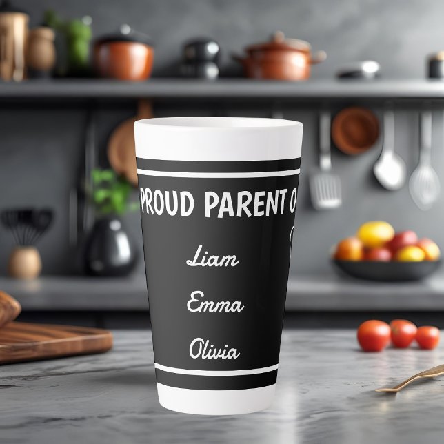 Caneca De Café Latte Pai Orgulhoso de com Nomes Personalizados (Criador carregado)