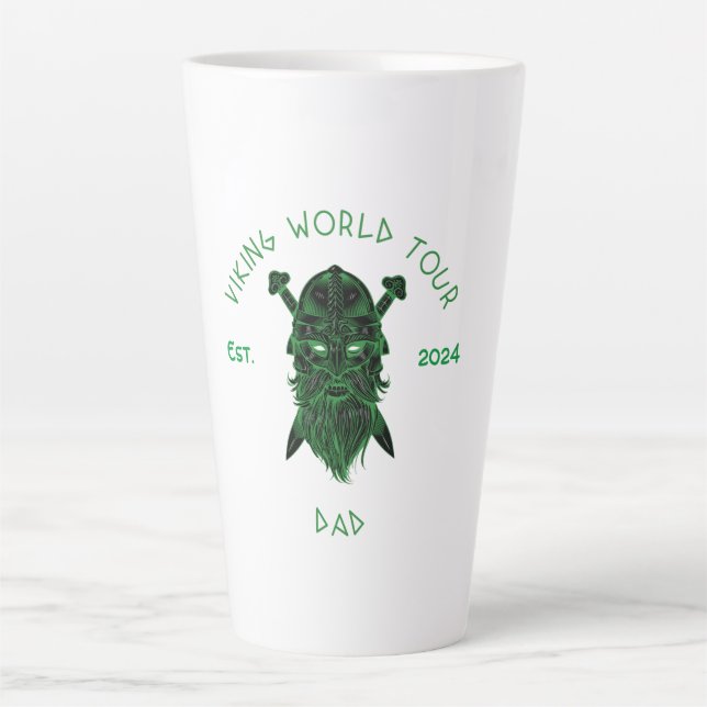 Caneca De Café Latte Pai Viking World Tour (Frente)