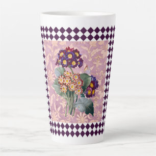 Caneca De Café Latte Painel de Flores de Jardim Vintage Harlequin  