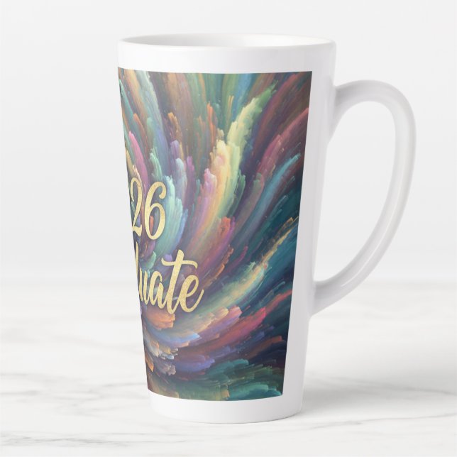 Caneca De Café Latte Paint Swirl 2026 Graduate Mug (Direita)