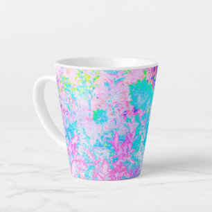 Caneca De Café Latte Paisagem Azul Aqua e Rosa Quente