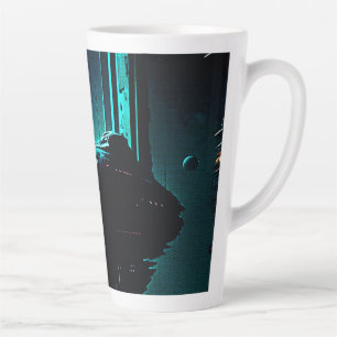 Caneca De Café Latte Paisagem da Alienígena de Ficção Científica 103