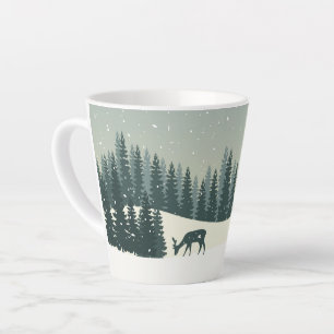 Caneca De Café Latte Paisagem de inverno de Natal