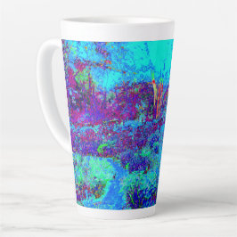 Caneca De Café Latte Paisagem de Jardim Azul Impressionista Psicodélico