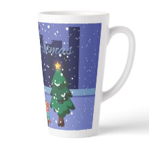 Paisagem de Natal com candeeiro de rua, árvore e f