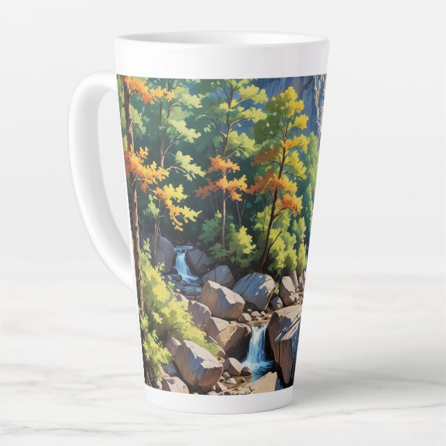 Caneca De Café Latte Paisagem de Serene Mountain (Ângulo esquerdo)