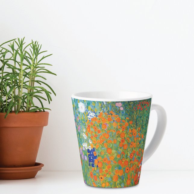 Caneca De Café Latte Paisagem do Jardim Flor Gustav Klimt (Criador carregado)