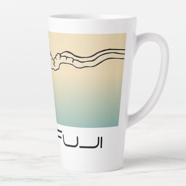 Caneca De Café Latte Paisagem do Mt. Fuji com Nuvens  (Direita)
