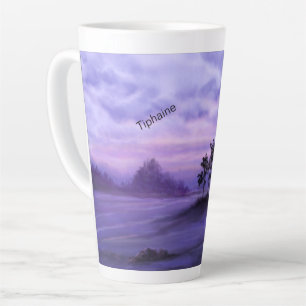 Caneca De Café Latte Paisagem Fantasia Lata Roxa