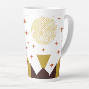 Caneca De Café Latte Paisagem Geométrica do meio século