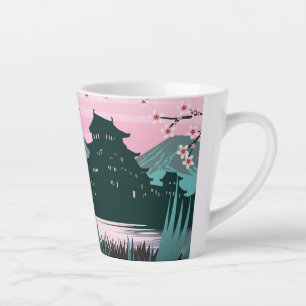 Caneca De Café Latte Paisagem Japonesa Serena de Flor de Cerejeira Calm