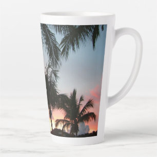 Caneca De Café Latte Paisagem Tropical de Palms Sunset Fotografia