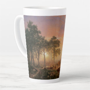 Caneca De Café Latte Paisagem Vintage, Trilha do Oregon por Bierstadt