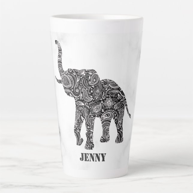 Caneca De Café Latte Paisley Elephant (Frente)