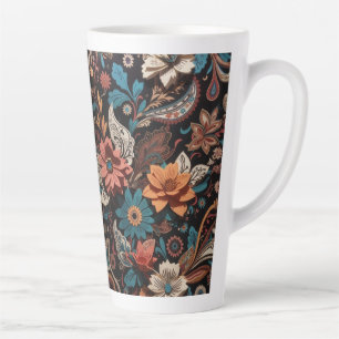 Caneca De Café Latte Paisley Floral
