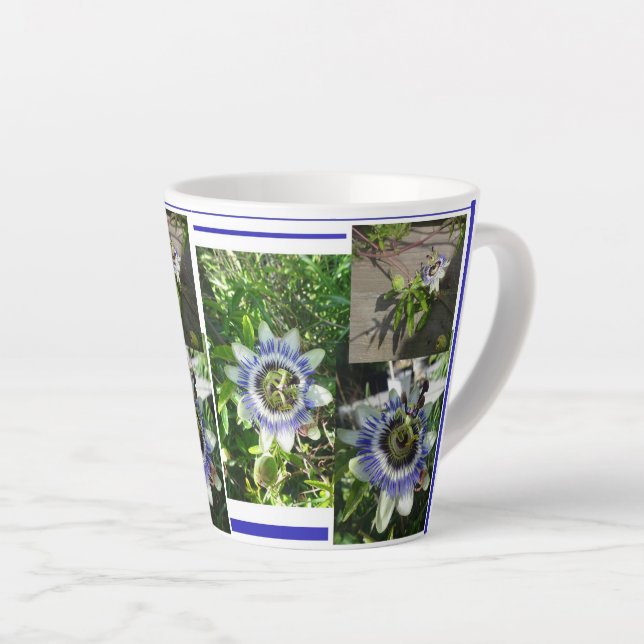 Caneca De Café Latte Paixão Flores Colagem Latte Mug (Ângulo direito)