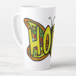 Caneca De Café Latte Palavra-Esperança Arte Verde Taça Wing Taça Latino