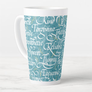 Caneca De Café Latte Palavras da Amizade Calliografia Bestie
