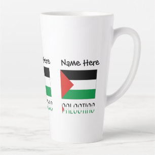 Caneca De Café Latte Palestina Bandeira Palestina Preta Personalização 