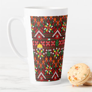 Caneca De Café Latte Palestina Tatreez Embroderia Tradicional