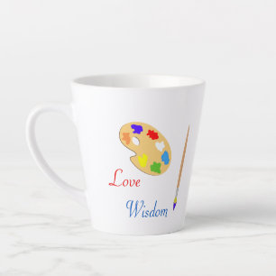 Caneca De Café Latte Paleta de Arte com Pincel e Texto em Branco