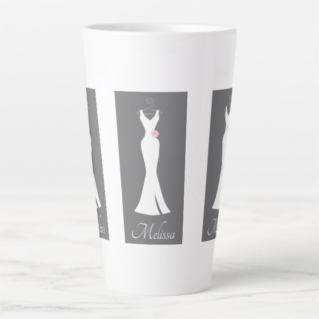 Caneca De Café Latte Palhaço branco elegante na Cinza - Desenho simples (Frente)