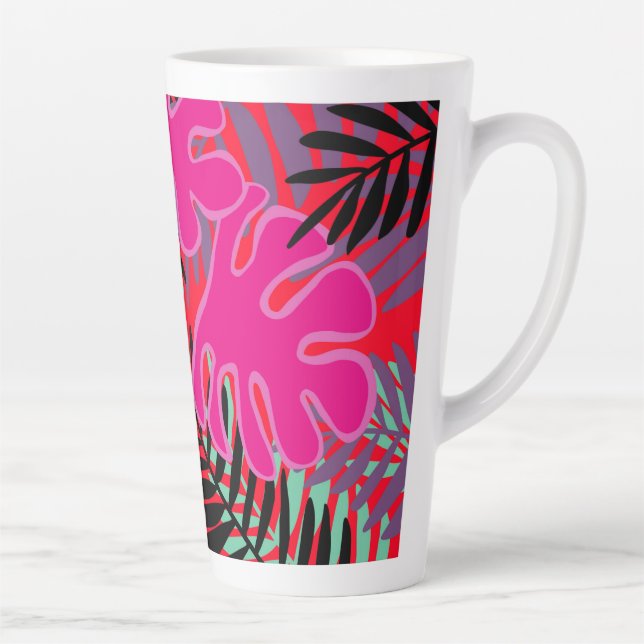 Caneca De Café Latte Palm deixa a lata rosa preta e vermelha latina (Direita)