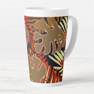 Caneca De Café Latte Palm deixa na lama, laranja preto, lata