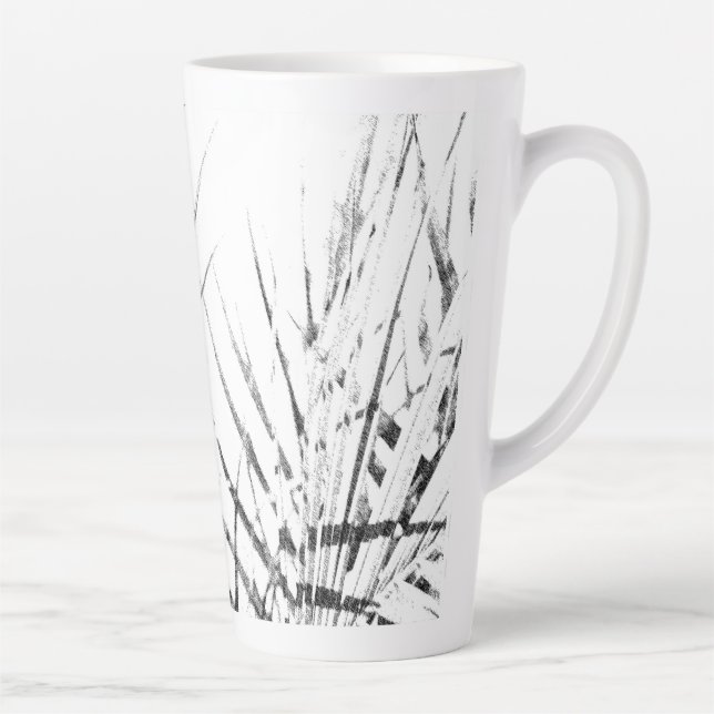 Caneca De Café Latte Palm Tree deixa um esboço de minimalismo (Direita)