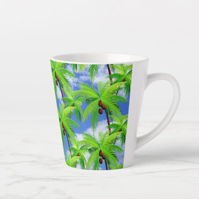 Caneca De Café Latte Palm Tree Tropical (Direita)