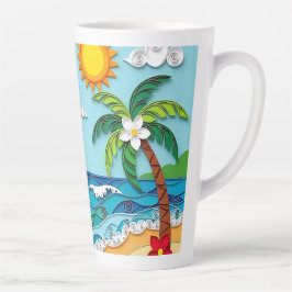 Caneca De Café Latte Palm Trees on the Beach