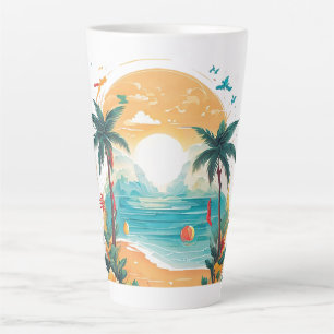 Caneca De Café Latte Palmeira de Sun Beach