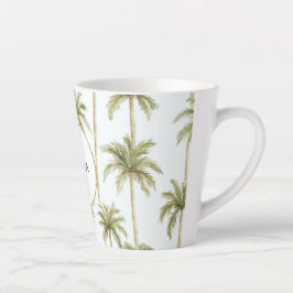 Caneca De Café Latte Palmeiras brancas tropicais